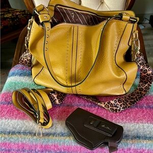 Montana West Mustard Yellow large hobo bag size:13" x 11" x 1.74" (10.5" drop)